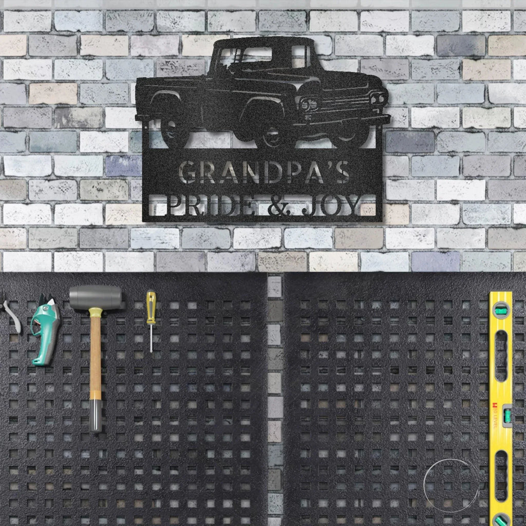 Classic Pickup Truck Custom Name Metal Wall Art