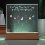 Mother Personalized Acrylic Plaque - Mom's Garden with Custom Message and Name Flowers