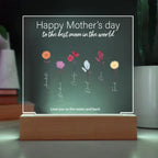 Mother Personalized Acrylic Plaque - Mom's Garden with Custom Message and Name Flowers