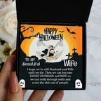 Wife Happy Halloween - Ghost Husband and Wife - Love Dancing Heart Necklace