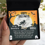 Wife Happy Halloween - Ghost Husband and Wife - Love Dancing Heart Necklace