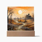 Ghost Manor: Acrylic Halloween Plaque Haunted House Table-top Lighted Decoration