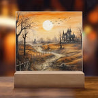 Ghost Manor: Acrylic Halloween Plaque Haunted House Table-top Lighted Decoration