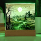 Ghost Manor: Acrylic Halloween Plaque Haunted House Table-top Lighted Decoration
