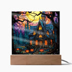Ghoulish Mansion: Halloween Acrylic Plaque Spooky Haunted House Table-top Decor
