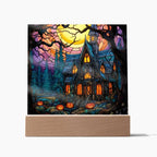 Ghoulish Mansion: Halloween Acrylic Plaque Spooky Haunted House Table-top Decor
