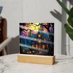 Ghoulish Mansion: Halloween Acrylic Plaque Spooky Haunted House Table-top Decor