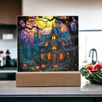 Ghoulish Mansion: Halloween Acrylic Plaque Spooky Haunted House Table-top Decor