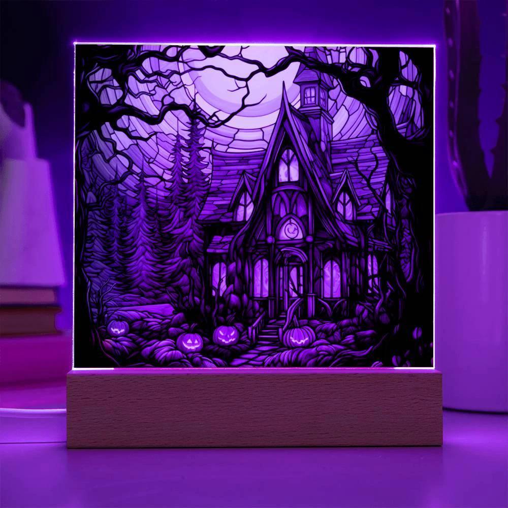 Ghoulish Mansion: Halloween Acrylic Plaque Spooky Haunted House Table-top Decor