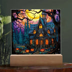 Ghoulish Mansion: Halloween Acrylic Plaque Spooky Haunted House Table-top Decor