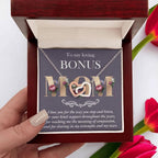 Gift for Bonus Mom Interlocking Hearts Pendant Necklace Thank You for Your Kindness Throughout the Years