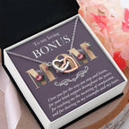 Gift for Bonus Mom Interlocking Hearts Pendant Necklace Thank You for Your Kindness Throughout the Years