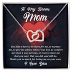 Gift for Bonus Mom -Thank You for Loving Me as Your Own Interlocking Hearts Pendant Necklace