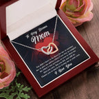 Gift for Bonus Mom -Thank You for Loving Me as Your Own Interlocking Hearts Pendant Necklace