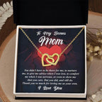 Gift for Bonus Mom -Thank You for Loving Me as Your Own Interlocking Hearts Pendant Necklace