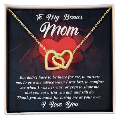 Gift for Bonus Mom -Thank You for Loving Me as Your Own Interlocking Hearts Pendant Necklace - Mallard Moon Gift Shop