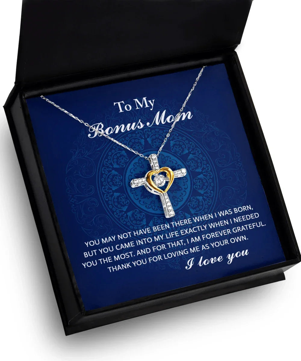Gift for Bonus Mom You Were There When I Needed You Cross Pendant Necklace
