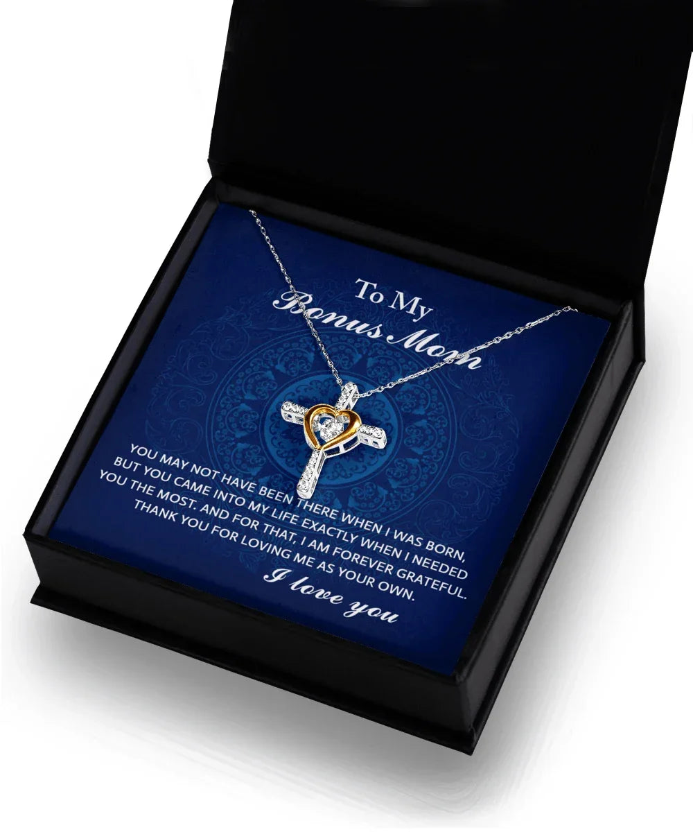 Gift for Bonus Mom You Were There When I Needed You Cross Pendant Necklace