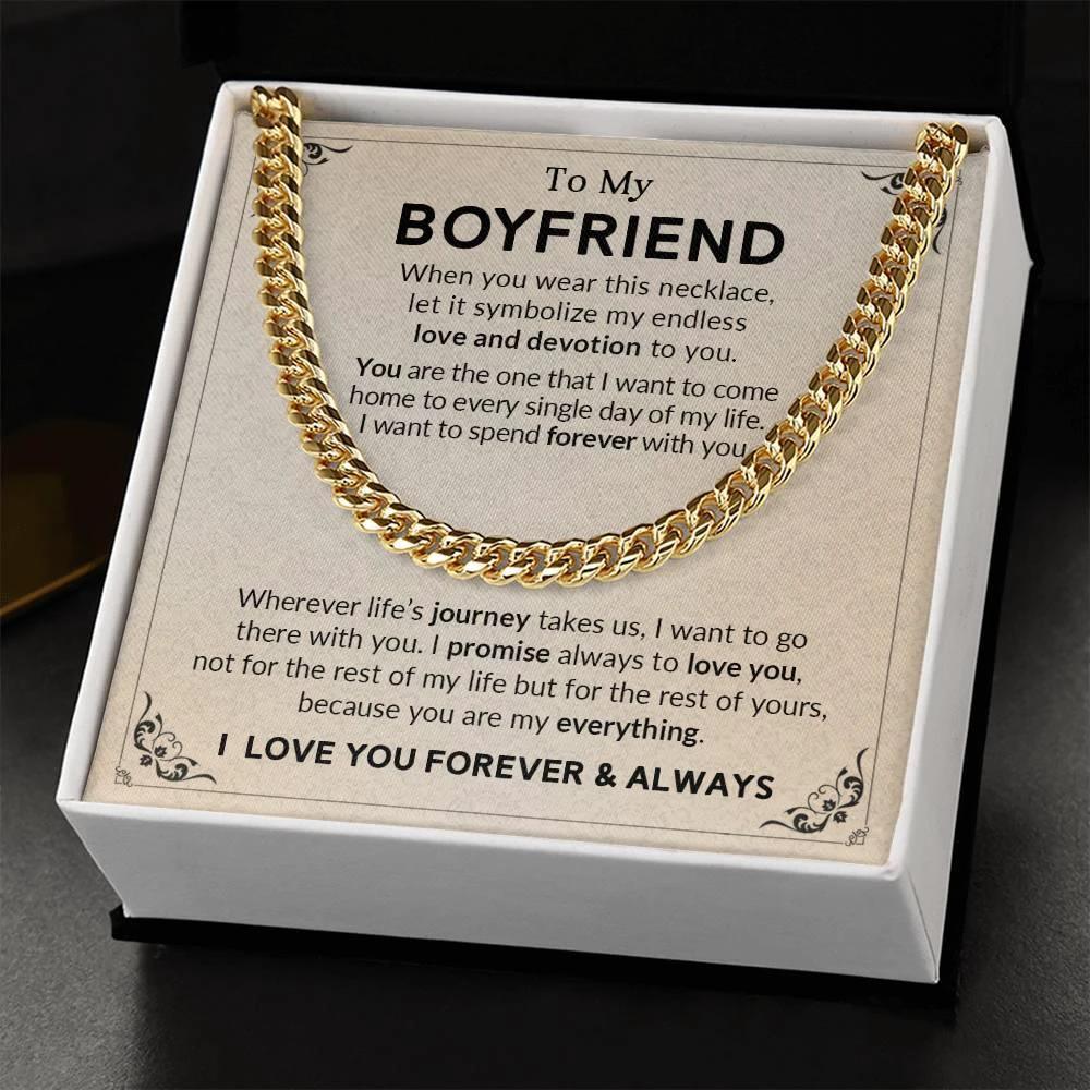 Gift for Boyfriend I Promise to Always Love You Chain Link Necklace with Message Card