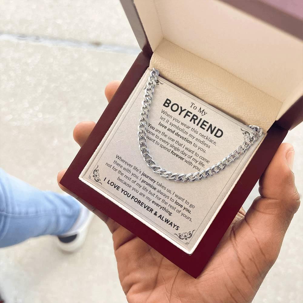 Gift for Boyfriend I Promise to Always Love You Chain Link Necklace with Message Card