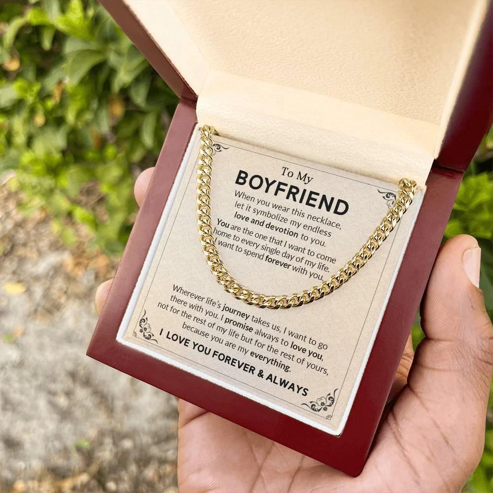Gift for Boyfriend I Promise to Always Love You Chain Link Necklace with Message Card