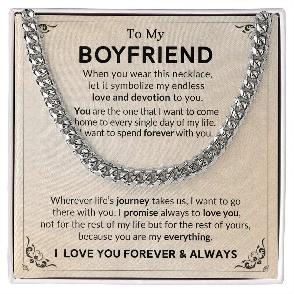 Gift for Boyfriend I Promise to Always Love You Chain Link Necklace with Message Card