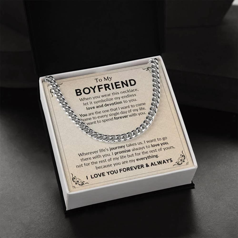 Gift for Boyfriend I Promise to Always Love You Chain Link Necklace with Message Card