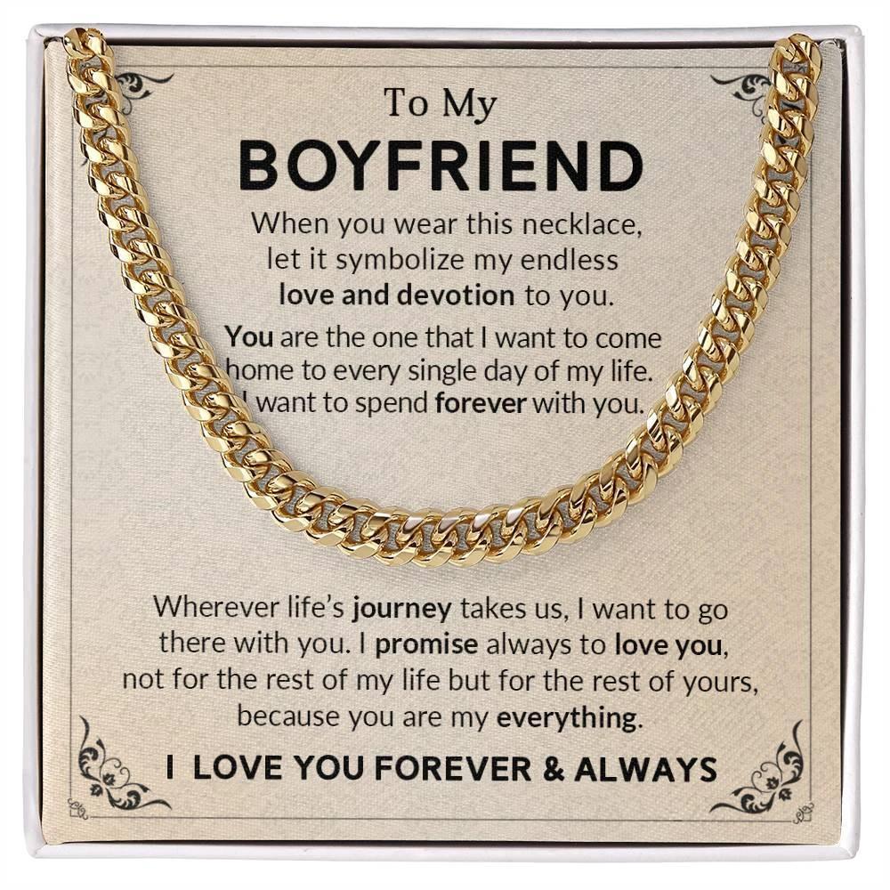 Gift for Boyfriend I Promise to Always Love You Chain Link Necklace with Message Card