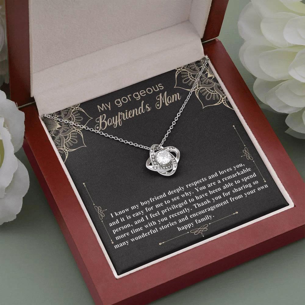 Gift for Boyfriend's Mom Gift Love Knot Pendant Necklace with Heartfelt Message Card