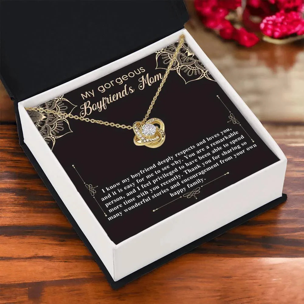 Gift for Boyfriend's Mom Gift Love Knot Pendant Necklace with Heartfelt Message Card