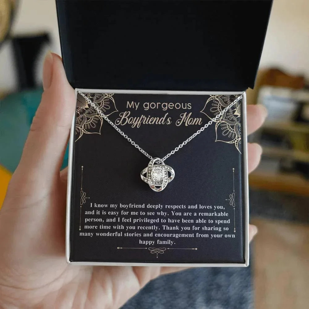 Gift for Boyfriend's Mom Gift Love Knot Pendant Necklace with Heartfelt Message Card