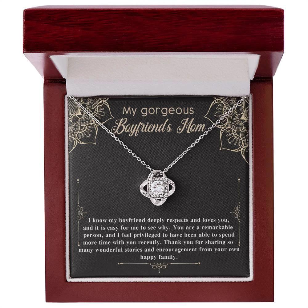 Gift for Boyfriend's Mom Gift Love Knot Pendant Necklace with Heartfelt Message Card