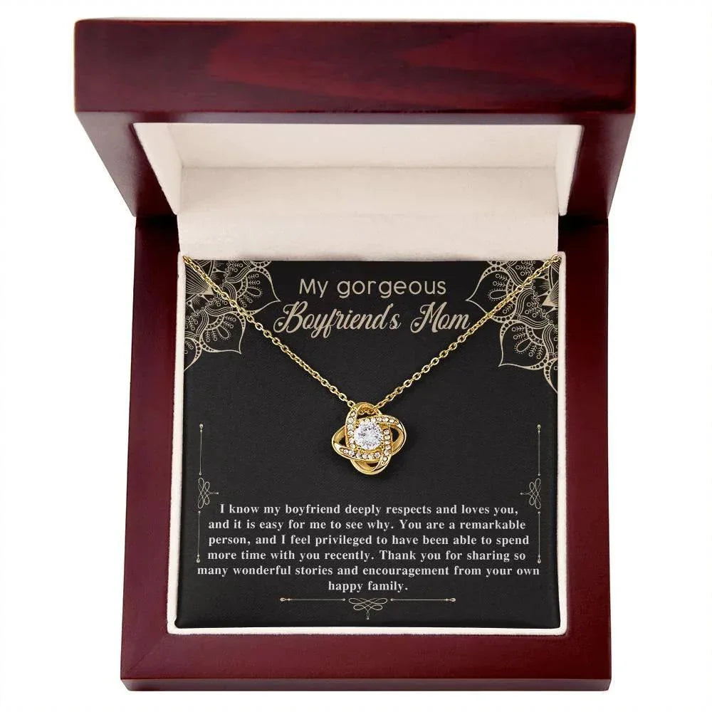 Gift for Boyfriend's Mom Gift Love Knot Pendant Necklace with Heartfelt Message Card