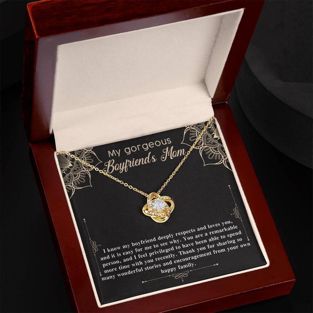 Gift for Boyfriend's Mom Gift Love Knot Pendant Necklace with Heartfelt Message Card