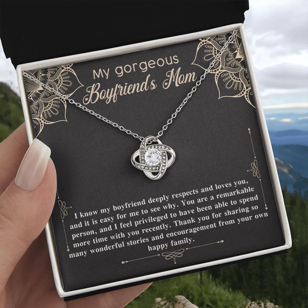 Gift for Boyfriend's Mom Gift Love Knot Pendant Necklace with Heartfelt Message Card
