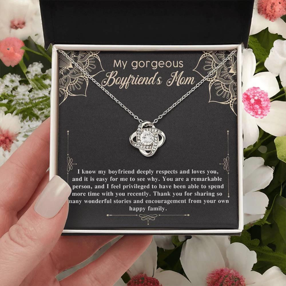 Gift for Boyfriend's Mom Gift Love Knot Pendant Necklace with Heartfelt Message Card
