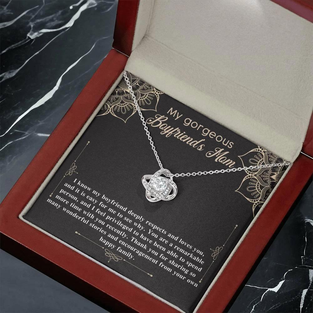 Gift for Boyfriend's Mom Gift Love Knot Pendant Necklace with Heartfelt Message Card