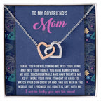 Gift for Boyfriend's Mom Interlocking Hearts Necklace with Heartfelt Message Card I Promise He is Safe with Me