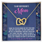 Gift for Boyfriend's Mom Interlocking Hearts Necklace with Heartfelt Message Card I Promise He is Safe with Me