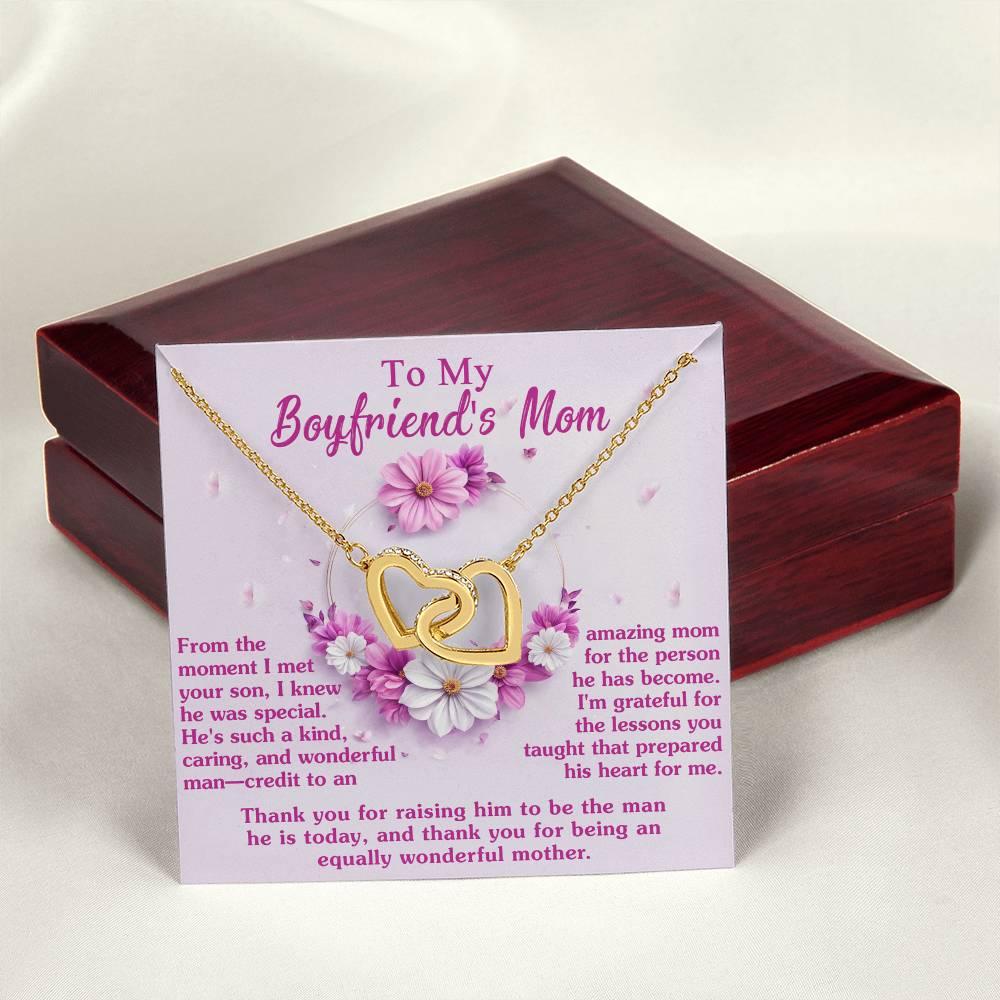 Gift for Boyfriend's Mother Thank You for Raising a Wonderful Man Interlocking Hearts Pendant Necklace - Mallard Moon Gift Shop