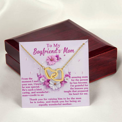 Gift for Boyfriend's Mother Thank You for Raising a Wonderful Man Interlocking Hearts Pendant Necklace - Mallard Moon Gift Shop