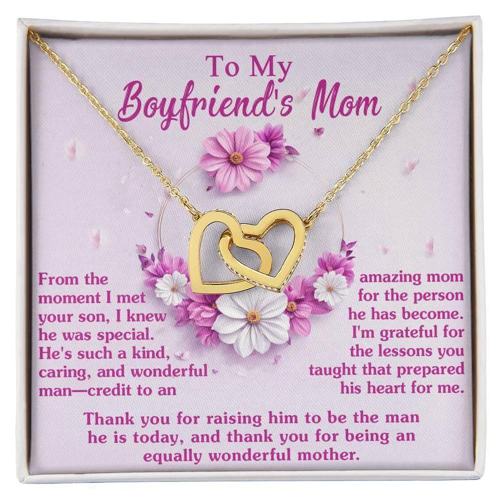Gift for Boyfriend's Mother Thank You for Raising a Wonderful Man Interlocking Hearts Pendant Necklace
