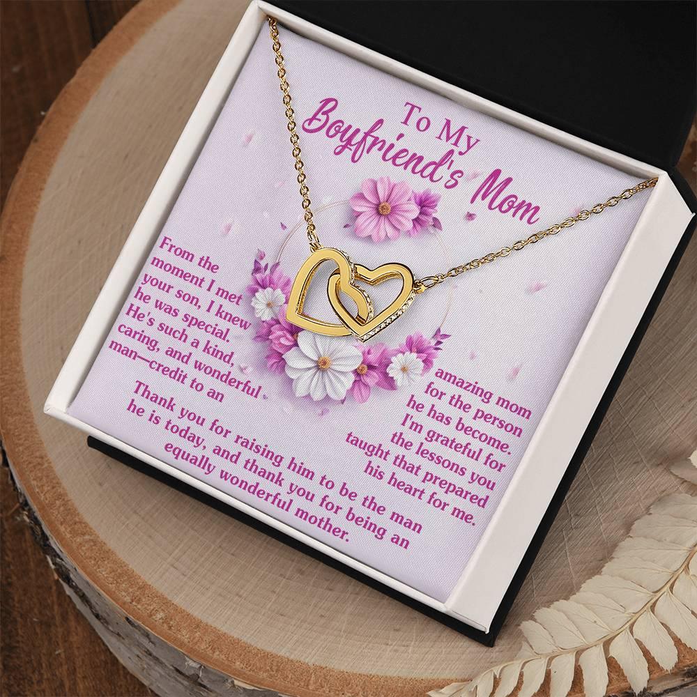 Gift for Boyfriend's Mother Thank You for Raising a Wonderful Man Interlocking Hearts Pendant Necklace - Mallard Moon Gift Shop