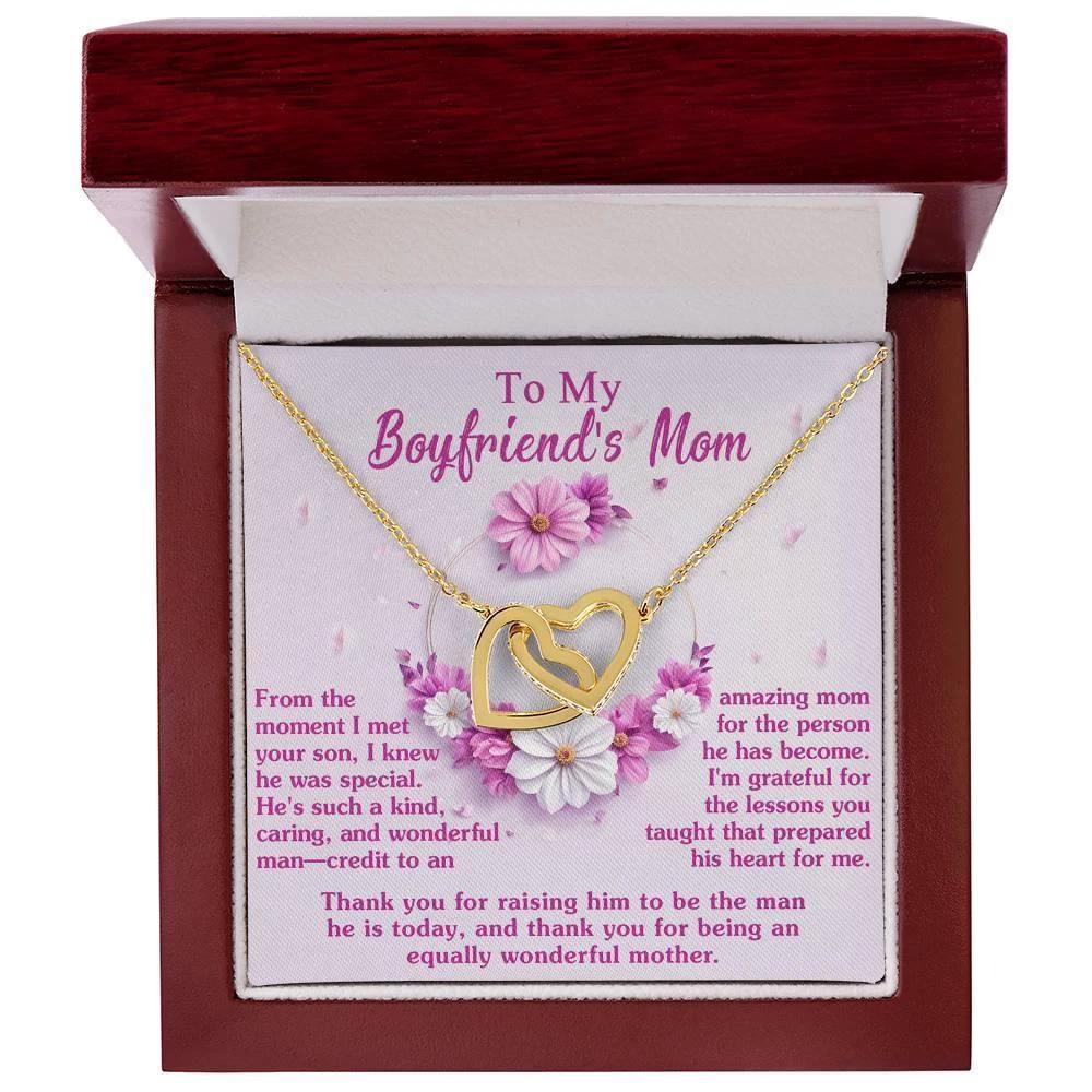 Gift for Boyfriend's Mother Thank You for Raising a Wonderful Man Interlocking Hearts Pendant Necklace