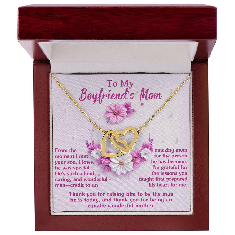Gift for Boyfriend's Mother Thank You for Raising a Wonderful Man Interlocking Hearts Pendant Necklace - Mallard Moon Gift Shop