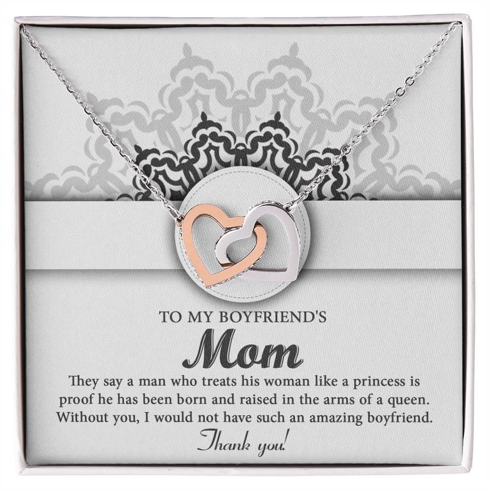 Gift for Boyfriend's Mother Thank You for Raising an Amazing Man Interlocking Hearts Pendant Necklace - Mallard Moon Gift Shop