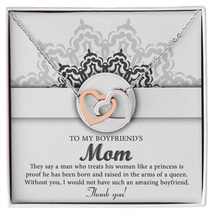 Gift for Boyfriend's Mother Thank You for Raising an Amazing Man Interlocking Hearts Pendant Necklace - Mallard Moon Gift Shop