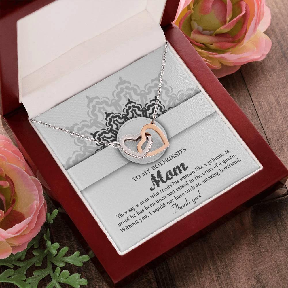 Gift for Boyfriend's Mother Thank You for Raising an Amazing Man Interlocking Hearts Pendant Necklace