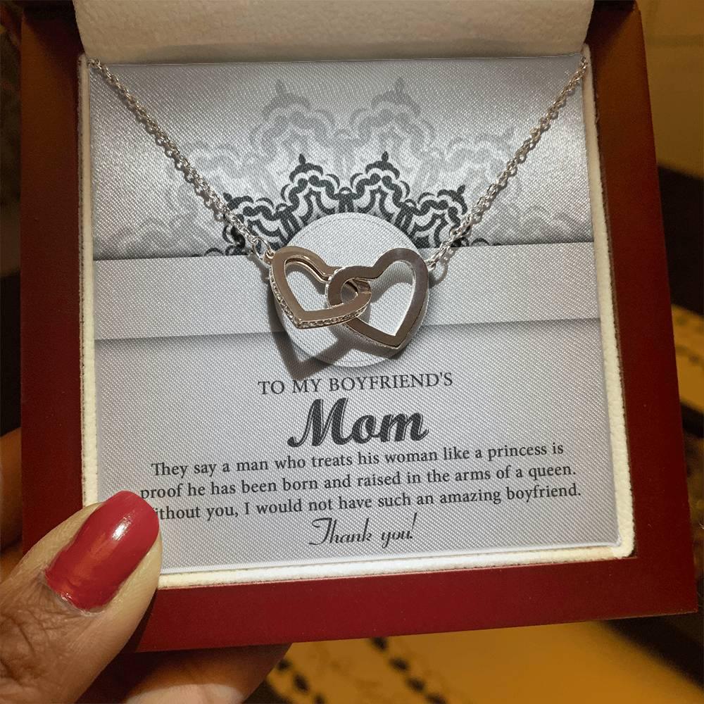 Gift for Boyfriend's Mother Thank You for Raising an Amazing Man Interlocking Hearts Pendant Necklace - Mallard Moon Gift Shop