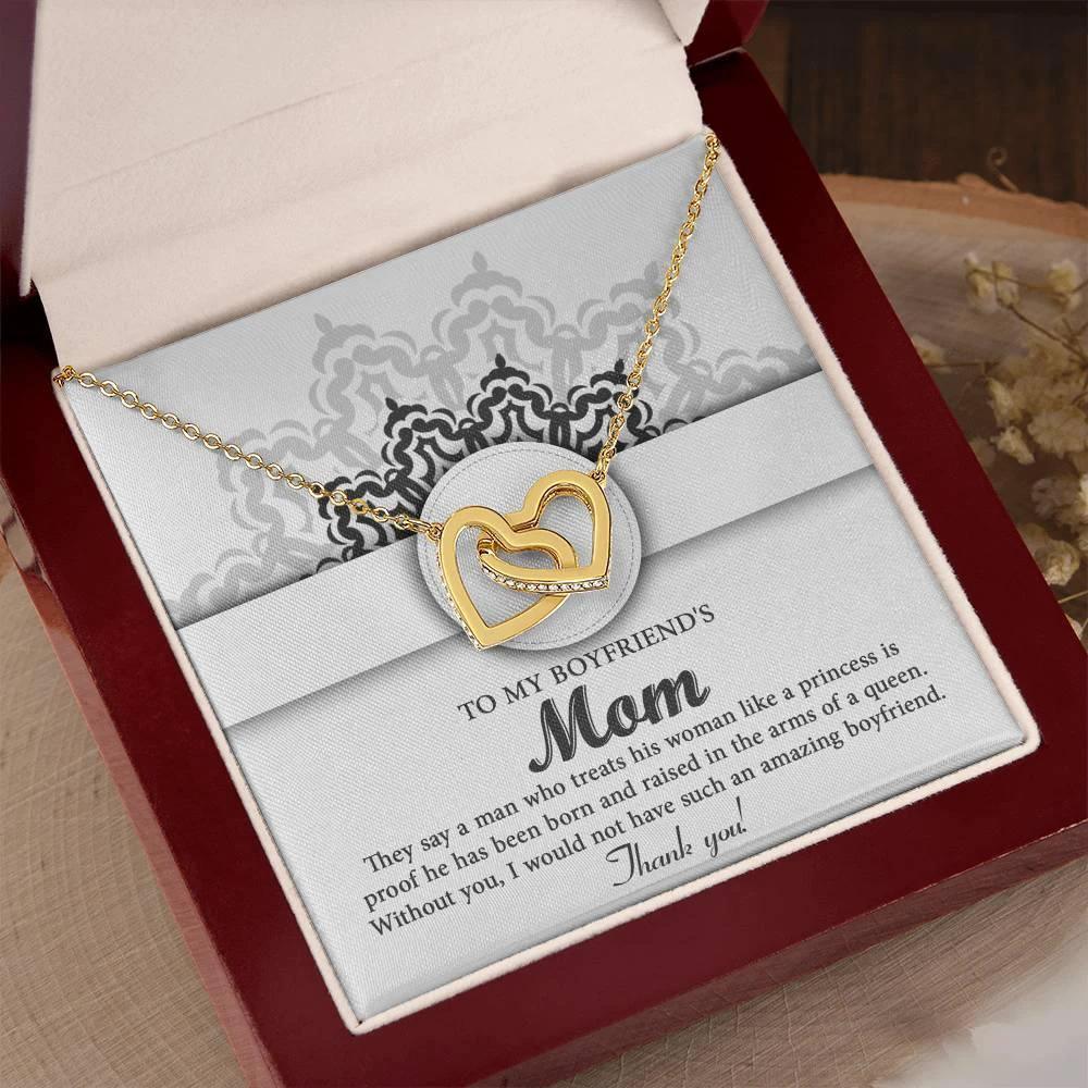 Gift for Boyfriend's Mother Thank You for Raising an Amazing Man Interlocking Hearts Pendant Necklace